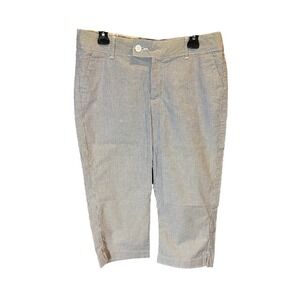 Riders by Lee Women Capri Pants Blue White Stripe Size 12 M Cotton Spandex